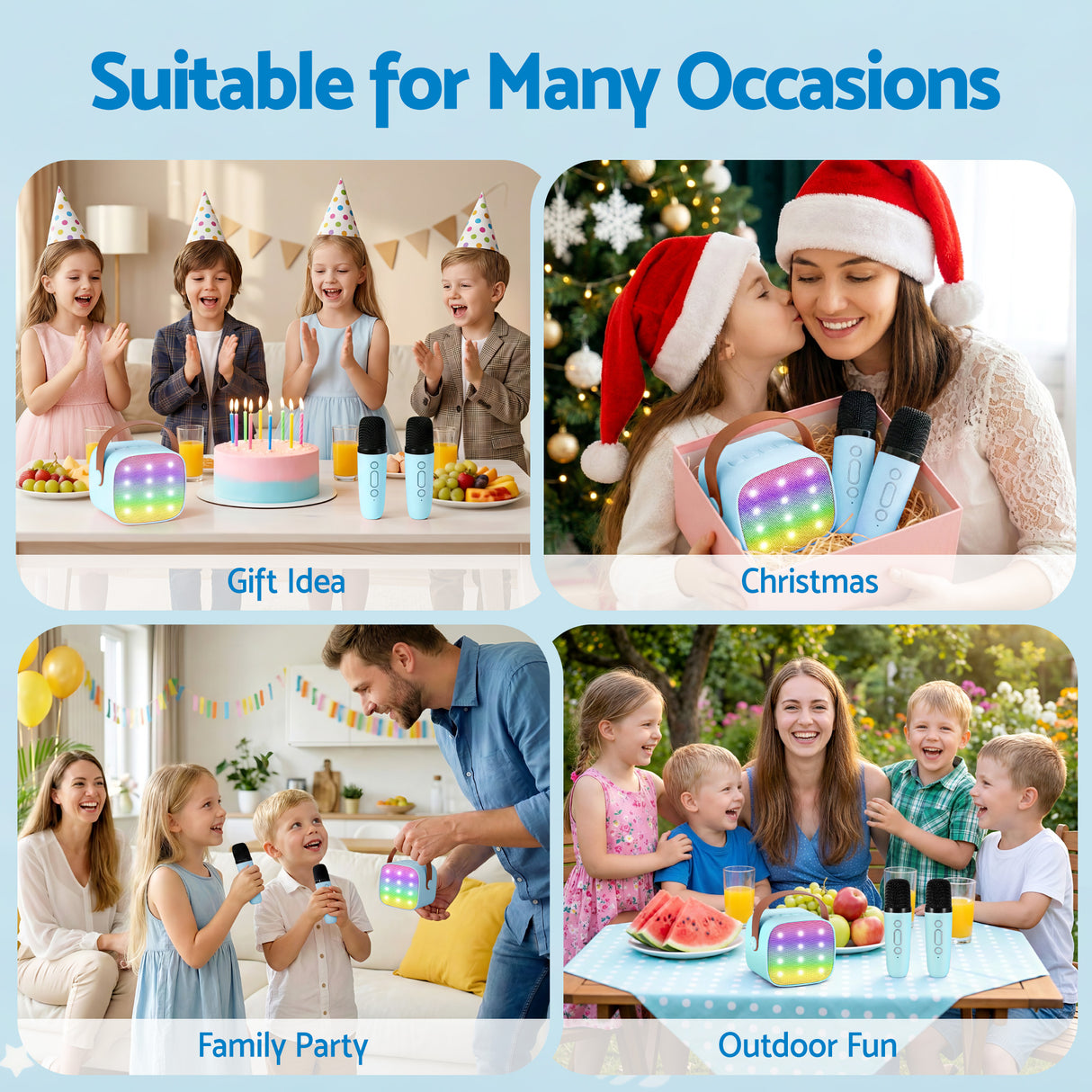 Alpha Mini Portable Karaoke Machine for Adults Kids with 2 Wireless Microphones