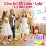 Alpha Mini Portable Karaoke Machine for Adults Kids with 2 Wireless Microphones - Low Angle