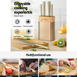 5-Star Chef 6PCS Kitchen Knife Set Stainless Steel Nonstick Block Chef Sharp - 45-Degree Angle
