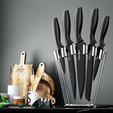 5-Star Chef 7PCS Kitchen Knife Set Stainless Steel Non-stick with Sharpener - Low Angle
