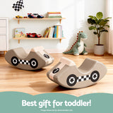 Keezi Kids Climbing Blocks Foam Toddler Playset Soft Indoor Indoor Climbing Toy Rocker Khaki - Top-Down View