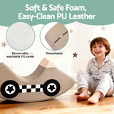 Keezi Kids Climbing Blocks Foam Toddler Playset Soft Indoor Indoor Climbing Toy Rocker Khaki - Rear View