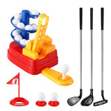 Keezi Kids Golf Toy Set with 20 Balls & 3 Adjustable Clubs, Foot Pedal Ball Launcher Portable Training Toy, Indoor Outdoor Backyard Sports Game for Ages 3-8 - Side View