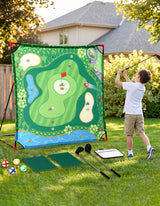 Keezi Kids Golf Chipping Game Set with Stand, 24 Sticky Balls, Adjustable Club & 2 Hitting Mats for Indoor Outdoor Ages 3-12 Play - Extra Image