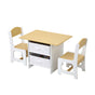 Oikiture Kids Table and Chair Set with Storage Bins Wooden & White