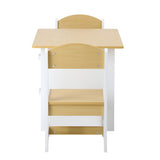 Oikiture Kids Table and Chair Set with Storage Bins Wooden & White - Rear View