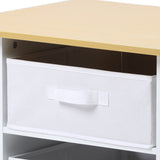 Oikiture Kids Table and Chair Set with Storage Bins Wooden & White