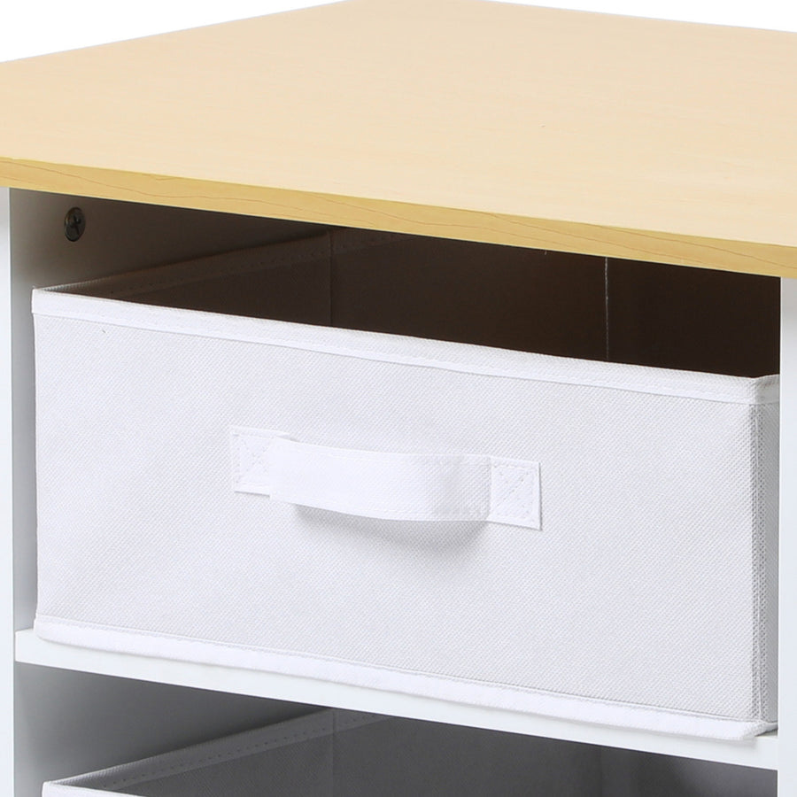 Oikiture Kids Table and Chair Set with Storage Bins Wooden & White