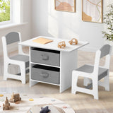 Oikiture Kids Table and Chair Set with Storage Bins White & Grey - Close-Up Angle