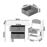 Oikiture Kids Table and Chair Set with Storage Bins White & Grey - Low Angle