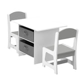 Oikiture Kids Table and Chair Set with Storage Bins White & Grey - Side View