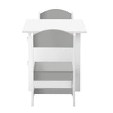 Oikiture Kids Table and Chair Set with Storage Bins White & Grey - Rear View