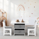 Oikiture Kids Table and Chair Set with Storage Bins White & Grey - Extra Image