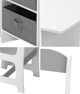 Oikiture Kids Table and Chair Set with Storage Bins White & Grey - 45-Degree Angle