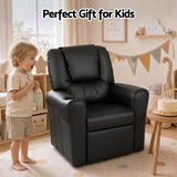 Keezi Kids Recliner Chair Black PU Leather Sofa Lounge Couch Children Armchair - Low Angle
