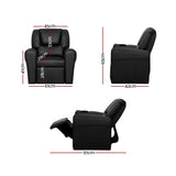 Keezi Kids Recliner Chair PU Leather Sofa Lounge Couch Children Armchair Black - Front View