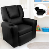 Keezi Kids Recliner Chair PU Leather Sofa Lounge Couch Children Armchair Black - Close-Up Angle