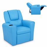 Keezi Kids Recliner Chair Blue PU Leather Sofa Lounge Couch Children Armchair