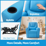 Keezi Kids Recliner Chair Blue PU Leather Sofa Lounge Couch Children Armchair - Close-Up Angle