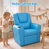 Keezi Kids Recliner Chair Blue PU Leather Sofa Lounge Couch Children Armchair - Low Angle