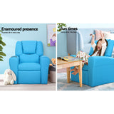 Keezi Kids Recliner Chair PU Leather Sofa Lounge Couch Children Armchair Blue - Top-Down View