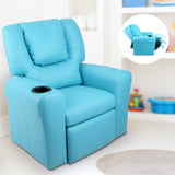 Keezi Kids Recliner Chair PU Leather Sofa Lounge Couch Children Armchair Blue - Close-Up Angle