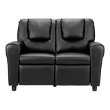 Keezi Kids Recliner Chair Double PU Leather Sofa Lounge Couch Armchair Black - Side View
