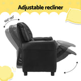 Keezi Kids Recliner Chair Double PU Leather Sofa Lounge Couch Armchair Black - 45-Degree Angle