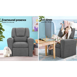 Keezi Kids Recliner Chair Linen Soft Sofa Lounge Couch Children Armchair Grey - Top-Down View