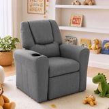 Keezi Kids Recliner Chair Grey Linen Soft Sofa Lounge Couch Children Armchair - Extra Image