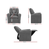 Keezi Kids Recliner Chair Linen Soft Sofa Lounge Couch Children Armchair Grey - Front View