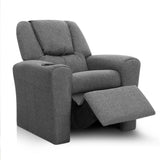Keezi Kids Recliner Chair Linen Soft Sofa Lounge Couch Children Armchair Grey - Side View