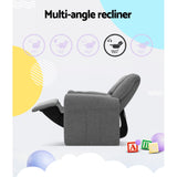 Keezi Kids Recliner Chair Linen Soft Sofa Lounge Couch Children Armchair Grey - 45-Degree Angle