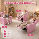 Keezi Kids Recliner Chair Pink PU Leather Sofa Lounge Couch Children Armchair