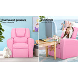 Keezi Kids Recliner Chair PU Leather Sofa Lounge Couch Children Armchair Pink - Top-Down View