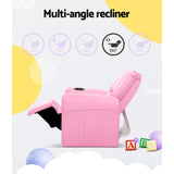 Keezi Kids Recliner Chair PU Leather Sofa Lounge Couch Children Armchair Pink - 45-Degree Angle