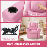 Keezi Kids Recliner Chair Pink PU Leather Sofa Lounge Couch Children Armchair