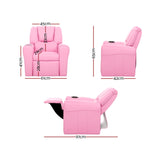 Keezi Kids Recliner Chair PU Leather Sofa Lounge Couch Children Armchair Pink - Front View