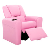 Keezi Kids Recliner Chair PU Leather Sofa Lounge Couch Children Armchair Pink - Side View