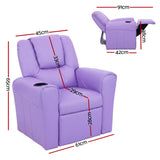 Keezi Kids Recliner Chair Purple PU Leather Sofa Lounge Couch Children Armchair