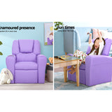 Keezi Kids Recliner Chair Purple PU Leather Sofa Lounge Couch Children Armchair - Top-Down View