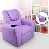 Keezi Kids Recliner Chair Purple PU Leather Sofa Lounge Couch Children Armchair - Close-Up Angle
