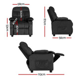 Keezi Kids Recliner Chair Black Velvet Sofa Lounge Couch Children Charis Armchair - Front View