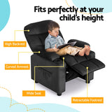 Keezi Kids Recliner Chair Black Velvet Sofa Lounge Couch Children Charis Armchair - Top-Down View