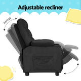 Keezi Kids Recliner Chair Black Velvet Sofa Lounge Couch Children Charis Armchair - 45-Degree Angle