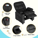 Keezi Kids Recliner Chair Black Velvet Sofa Lounge Couch Children Charis Armchair - Rear View