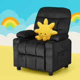 Keezi Kids Recliner Chair Black Velvet Sofa Lounge Couch Children Charis Armchair - Close-Up Angle