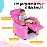Keezi Kids Recliner Chair Pink Velvet Sofa Lounge Couch Children Charis Armchair - Top-Down View