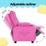 Keezi Kids Recliner Chair Pink Velvet Sofa Lounge Couch Children Charis Armchair - 45-Degree Angle