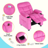 Keezi Kids Recliner Chair Pink Velvet Sofa Lounge Couch Children Charis Armchair - Rear View